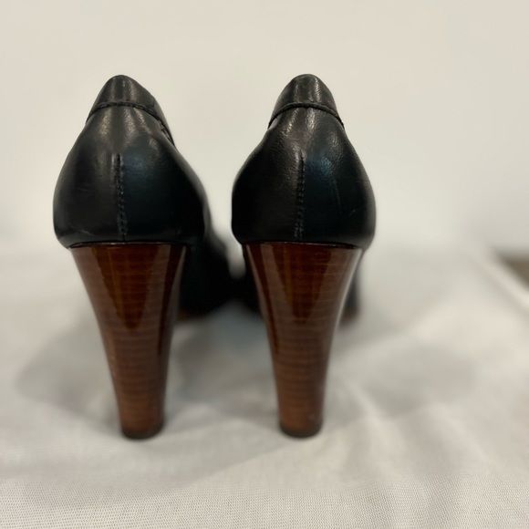 Authentic Vintage Dolce & Gabbana Black Leather Loafer Block Heels - Picture 2 of 12